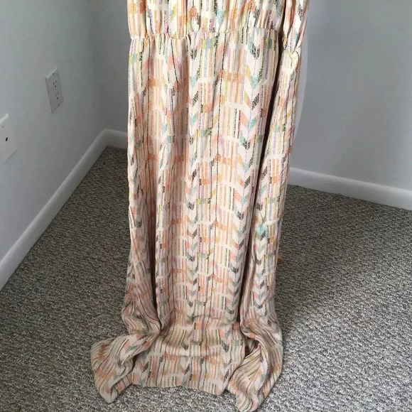 Parker Georgette silk halter maxi dress chevron Size S - Picture 4 of 12